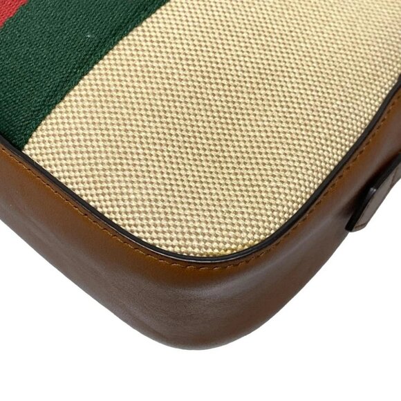 Auth GUCCI Shelly Cream Brown Multi Canvas Leather Shoulder Bag - Picture 8 of 14